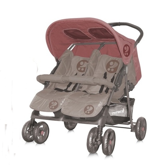 Прогулочная коляска для двойни Bertoni Twin beige&terracotta